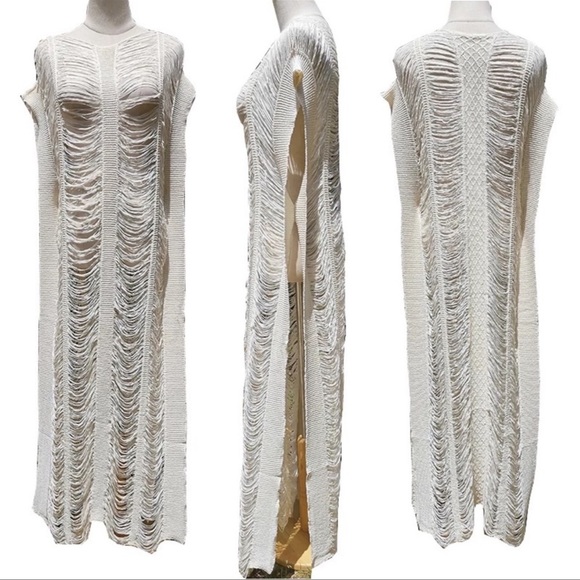Lux Thred Shea Maxi Dress And Coverup In Bone - Picture 4 of 4
